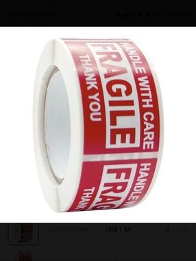 500 Fragile Stickers Roll (2 Inch each), NIP